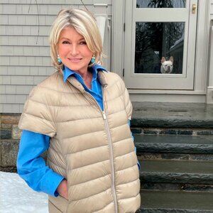 Martha Stewart Down Vest Short Sleeve Gold/Tan Puffer Gorpcore Jacket 1X
